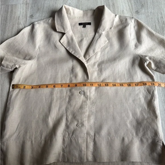 Quince 100% European Linen Short Sleeve Khaki Driftwood Tan Button Down Shirt XS - Picture 12 of 14